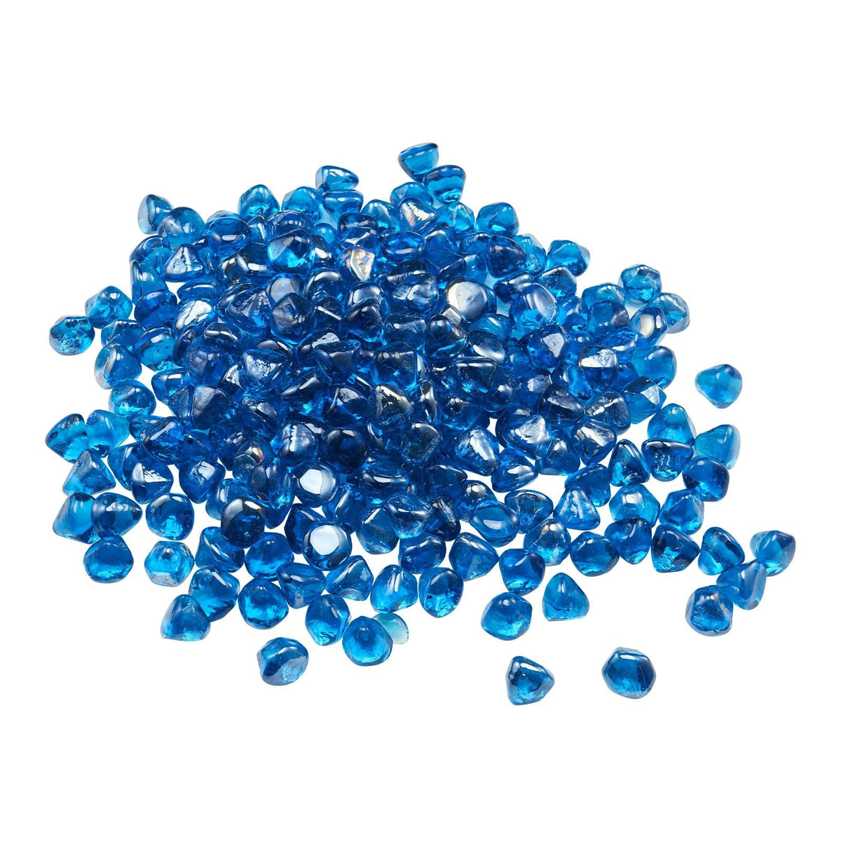 Fire Glass, 20 LBS / 9 KG High-Temperature Resistant Fireplace Rocks, 1 Inch / 25.4 mm Reflective Firepit Glass Diamond Beads, High Luster Stone Landscaping for Fire Pit Table, Caribbean Blue