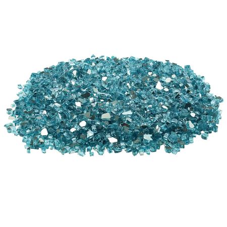 Fire Glass, 20 LBS / 9 KG High-Temperature Resistant Fireplace Rocks, 1/2-Inch / 12.7 mm Reflective & Smokeless Firepit Glass Rock, High Luster Stone Landscaping for Fire Pit Table, Aqua Blue