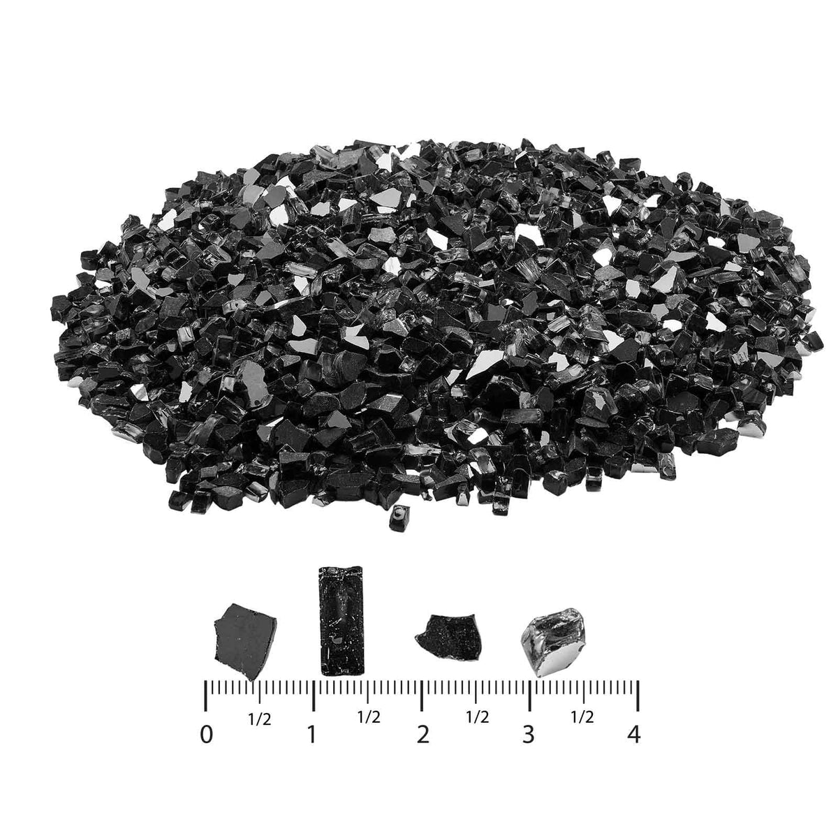 Fire Glass, 20 LBS / 9.0 KG High-Temperature Resistant Fireplace Rocks, 1/2-Inch / 12.7 mm Reflective & Smokeless Firepit Glass Rock, High Luster Stone Landscaping for Fire Pit Table, Black