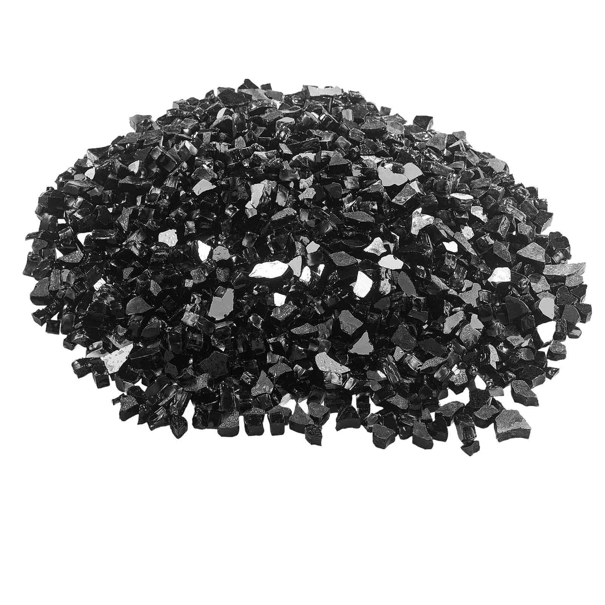 Fire Glass, 20 LBS / 9.0 KG High-Temperature Resistant Fireplace Rocks, 1/2-Inch / 12.7 mm Reflective & Smokeless Firepit Glass Rock, High Luster Stone Landscaping for Fire Pit Table, Black