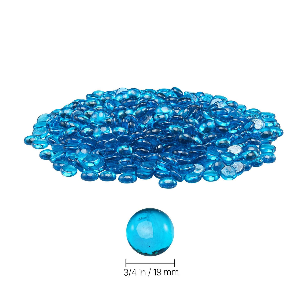 Fire Glass, 20 lbs / 9.0 kg High-Temperature Resistant Fireplace Rocks, 3/4-Inch / 19.05 mm Reflective Firepit Glass Beads, High Luster Stone Landscaping for Fire Pit Table, Caribbean Blue