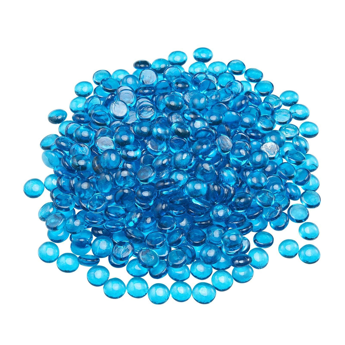 Fire Glass, 20 lbs / 9.0 kg High-Temperature Resistant Fireplace Rocks, 3/4-Inch / 19.05 mm Reflective Firepit Glass Beads, High Luster Stone Landscaping for Fire Pit Table, Caribbean Blue