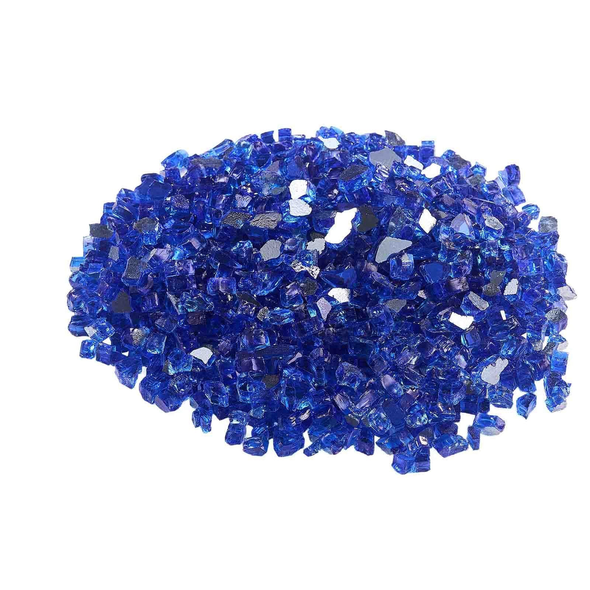 Fire Glass, 20LBS / 9KG High-Temperature Resistant Fireplace Rocks, 1/2-Inch / 12.7 mm Reflective & Smokeless Firepit Glass Rock, High Luster Stone Landscaping for Fire Pit Table, Cobalt Blue
