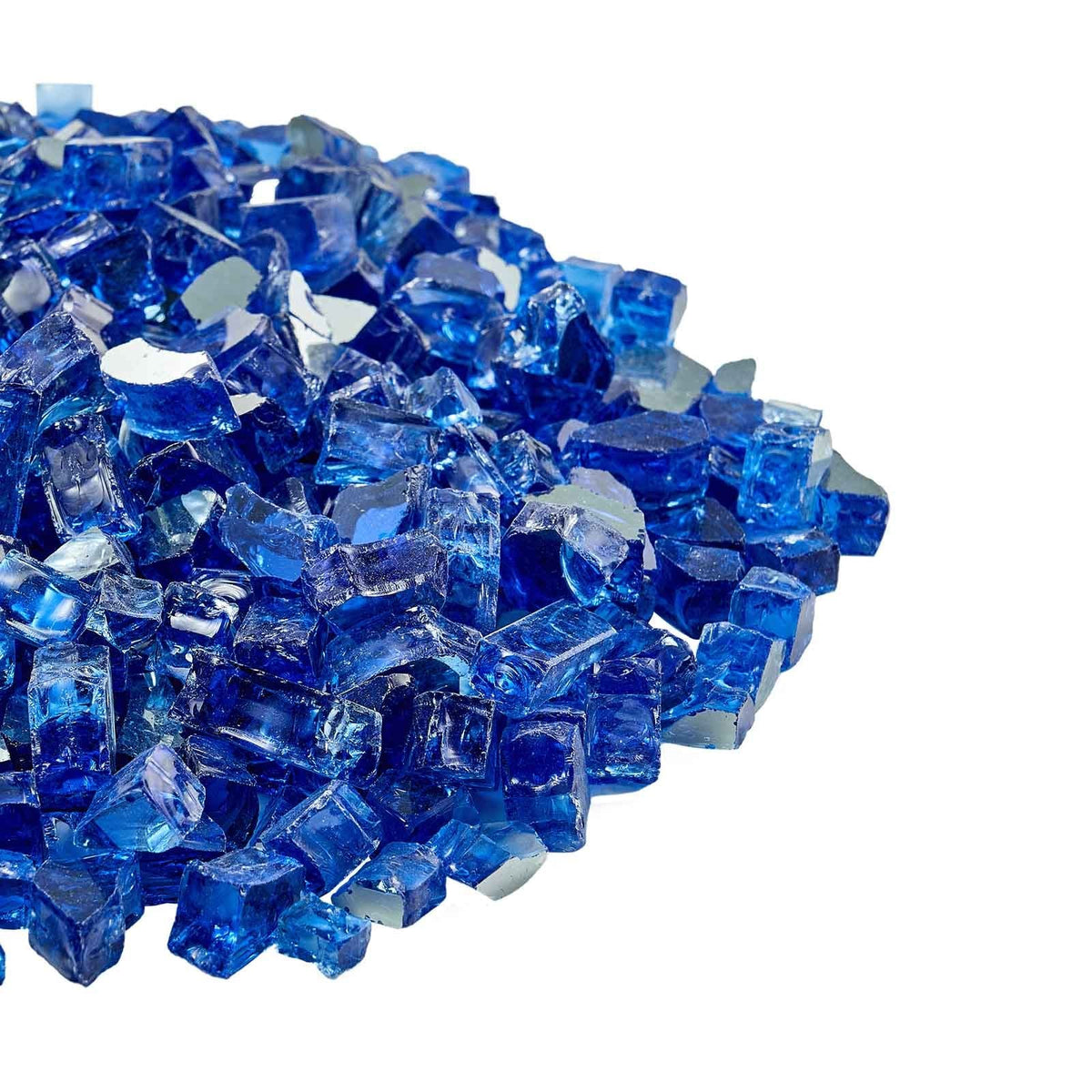 Fire Glass, 35LBS / 15.88KG High-Temperature Resistant Fireplace Rocks, 1/2-Inch / 12.7mm Reflective & Smokeless Firepit Glass Rock, High Luster Stone Landscaping for Fire Pit Table, Cobalt Blue