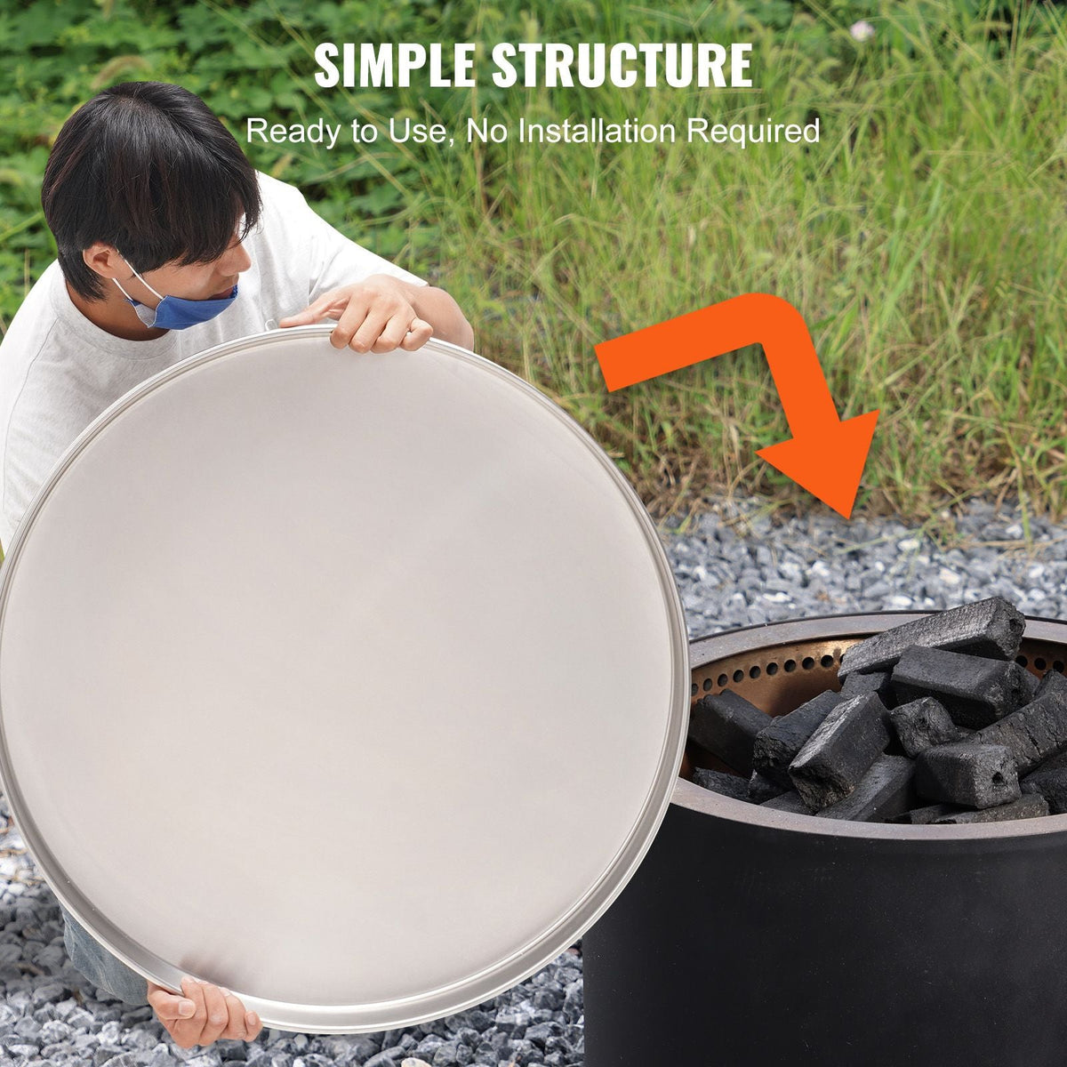 Fire Pit Cover Lid, 20" Portable Firepit Spark Screen,Stainless Steel Steel Metal Cover, Easy-Opening Outdoor Wood Burning and Camping Stove Accessory, for Outdoor Patio Fire Pits Backyard
