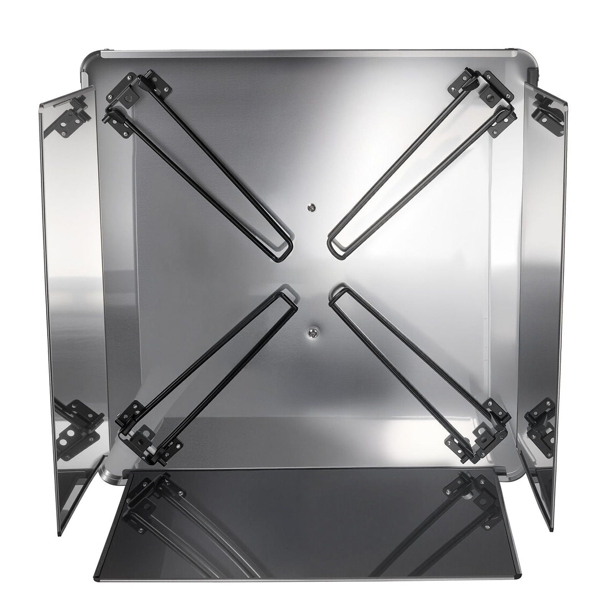 Fire Pit Heat Deflector, 25.4x25.4x14.6 inch Square Outdoor Burner Cover, Stainless Steel Bonfire Camping Wood Burning, Push Heat Down and Out with 4 Foldable Legs & Carrying Handle