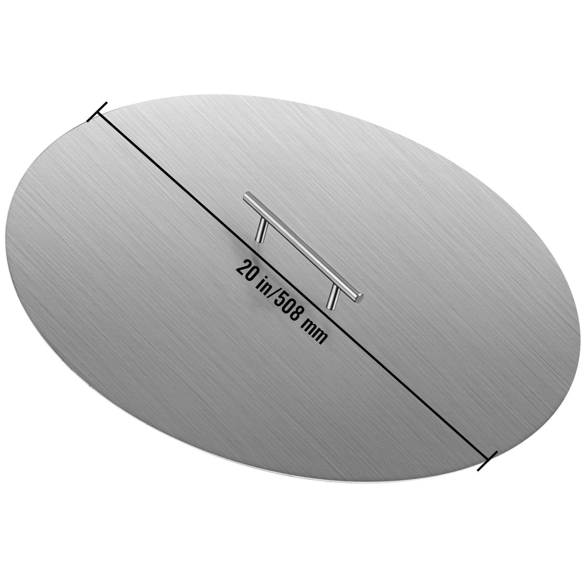 Fire Pit Lid Round 20 Inch Fire Pit Ring Lid 1.5 mm Thick 304 Stainless Steel Fire Pit Burner Cover for Round Patio Fire Pit