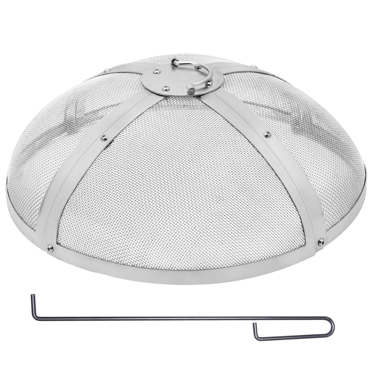 Fire Pit Spark Screen Round 20", Reinforced Heavy Duty Steel Metal Cover, Outdoor Firepit Lid, Easy-Opening Top Screen Covers Round with Ring Handle for Outdoor Patio Fire Pits Backyard