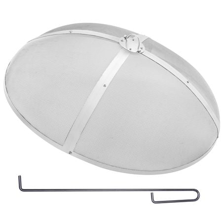 Fire Pit Spark Screen Round 30", Reinforced Heavy Duty Steel Metal Cover, Outdoor Firepit Lid, Easy-Opening Top Screen Covers Round with Ring Handle for Outdoor Patio Fire Pits Backyard