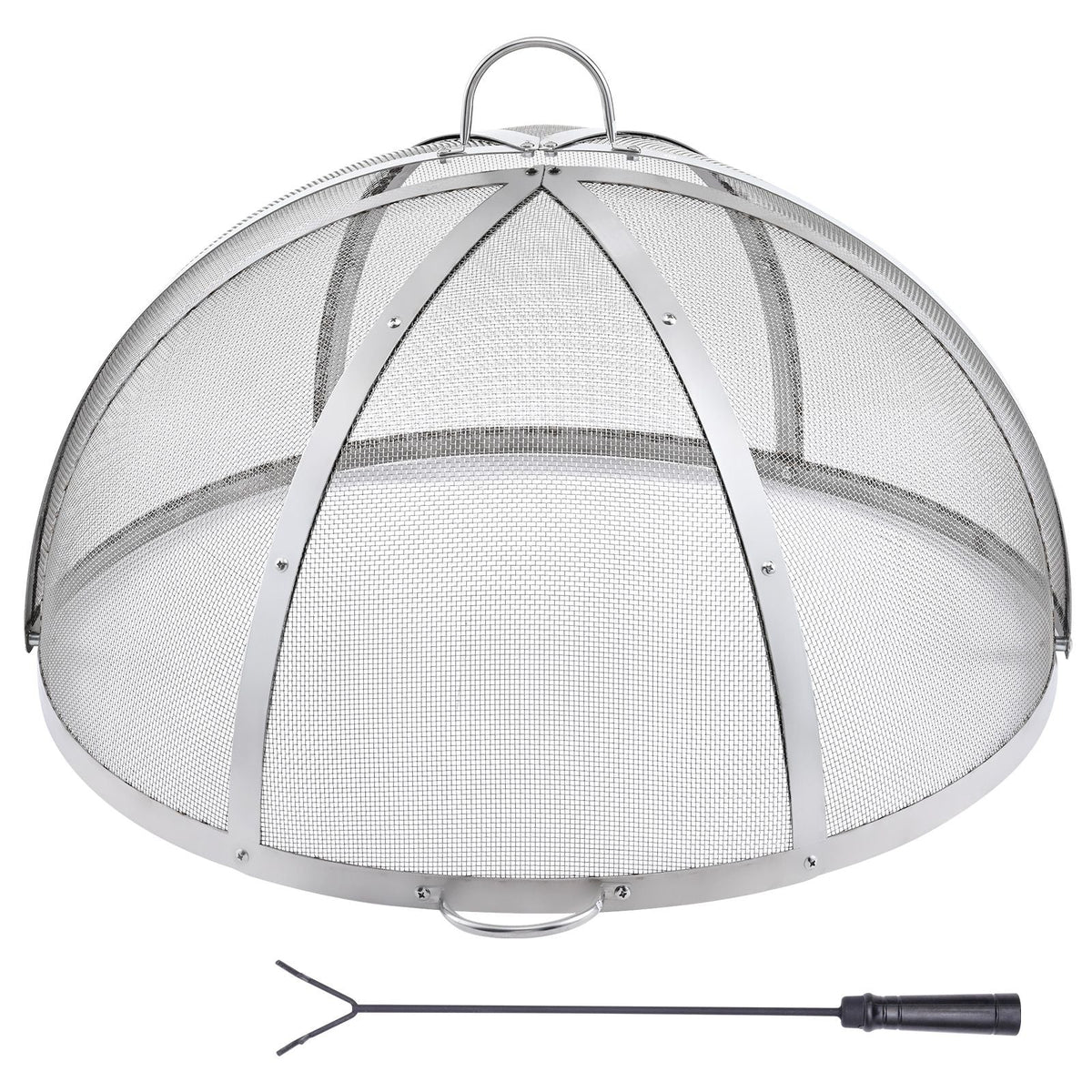 Fire Pit Spark Screen Round 36", Reinforced Heavy Duty Steel Metal Cover, Outdoor Firepit Lid, Easy-Opening Top Screen Covers Round with Ring Handle for Outdoor Patio Fire Pits Backyard