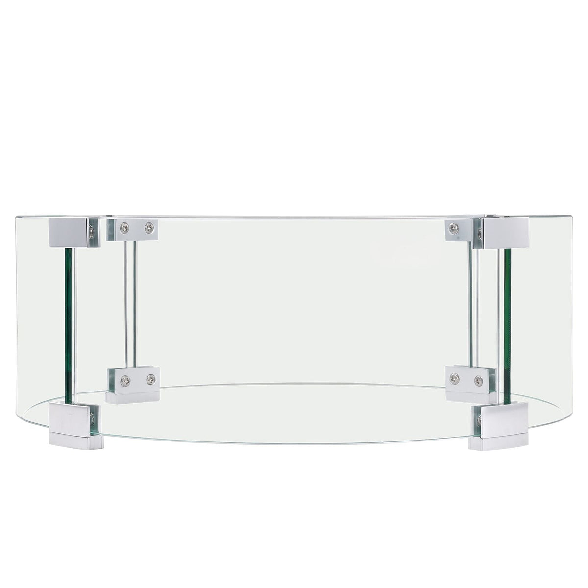 Fire Pit Wind Guard, 26 x 26 x 6 Inch Glass Flame Guard, Round Glass Shield, 1/4-Inch Thick Fire Table, Clear Tempered Glass Flame Guard, Aluminum Alloy Feet for Propane, Gas, Outdoor