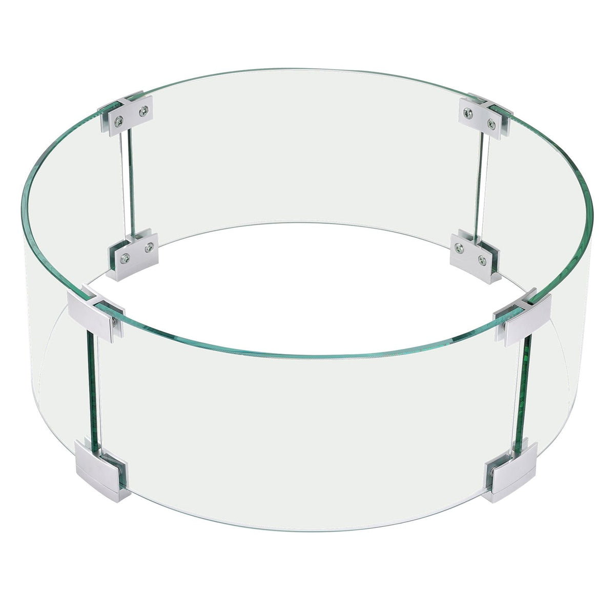 Fire Pit Wind Guard, 26 x 26 x 6 Inch Glass Flame Guard, Round Glass Shield, 1/4-Inch Thick Fire Table, Clear Tempered Glass Flame Guard, Aluminum Alloy Feet for Propane, Gas, Outdoor