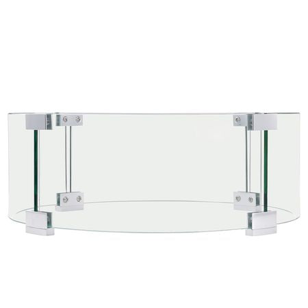 Fire Pit Wind Guard, 26 x 26 x 6 Inch Glass Flame Guard, Round Glass Shield, 1/4-Inch Thick Fire Table, Clear Tempered Glass Flame Guard, Aluminum Alloy Feet for Propane, Gas, Outdoor