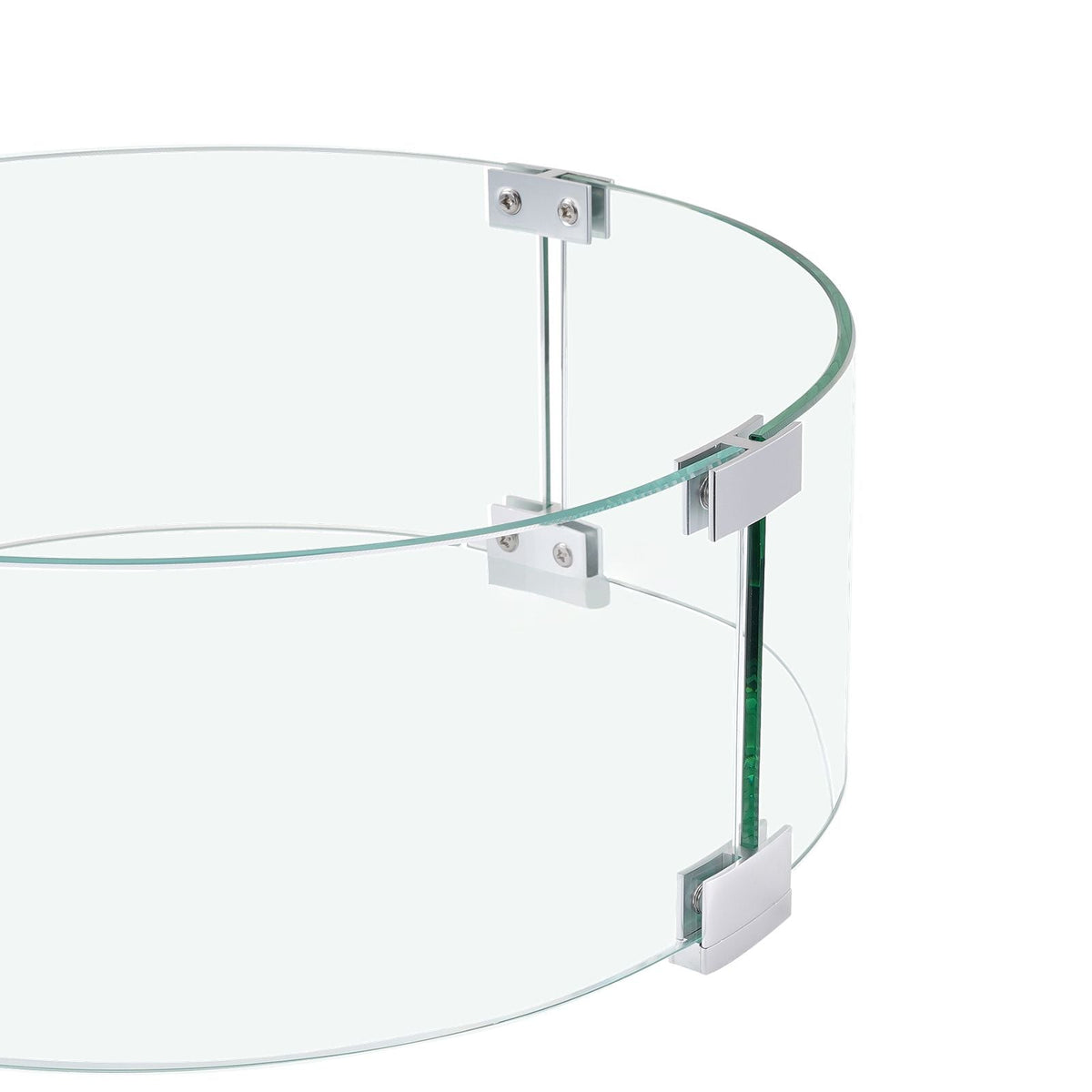 Fire Pit Wind Guard, 26 x 26 x 6 Inch Glass Flame Guard, Round Glass Shield, 1/4-Inch Thick Fire Table, Clear Tempered Glass Flame Guard, Aluminum Alloy Feet for Propane, Gas, Outdoor
