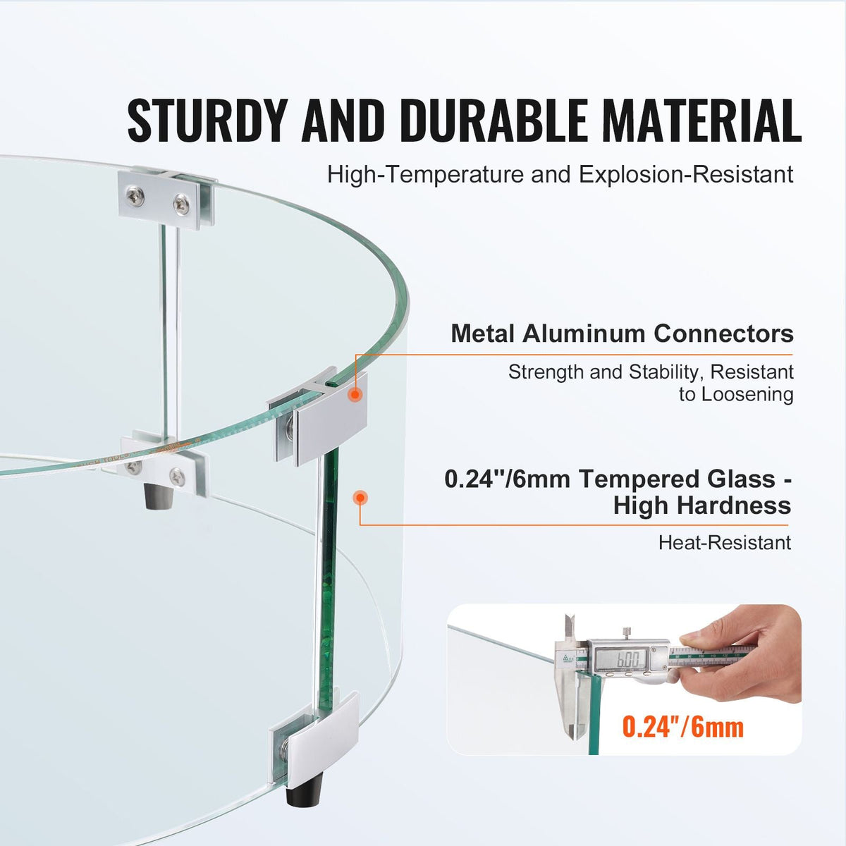 Fire Pit Wind Guard, 29 x 8 inch Round Glass Flame Shield, 0.24-Inch Thick Fire Table Accessory, Clear Tempered Glass Flame Guard for Propane, Gas, Outdoor, Patio, Backyard