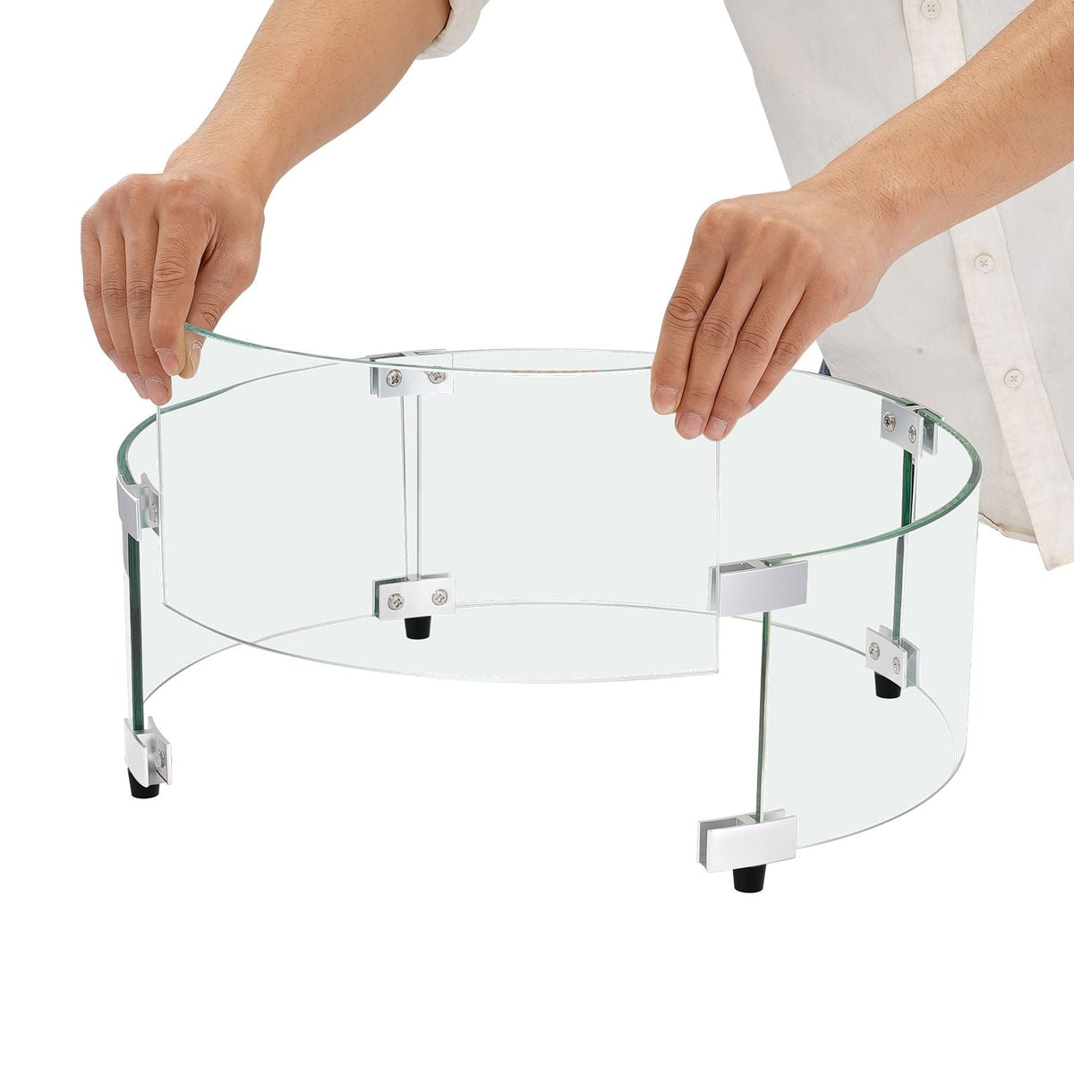 Fire Pit Wind Guard, 29 x 8 inch Round Glass Flame Shield, 0.24-Inch Thick Fire Table Accessory, Clear Tempered Glass Flame Guard for Propane, Gas, Outdoor, Patio, Backyard