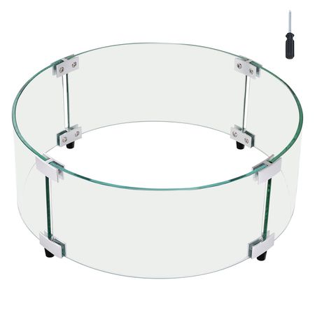 Fire Pit Wind Guard, 29 x 8 inch Round Glass Flame Shield, 0.24-Inch Thick Fire Table Accessory, Clear Tempered Glass Flame Guard for Propane, Gas, Outdoor, Patio, Backyard
