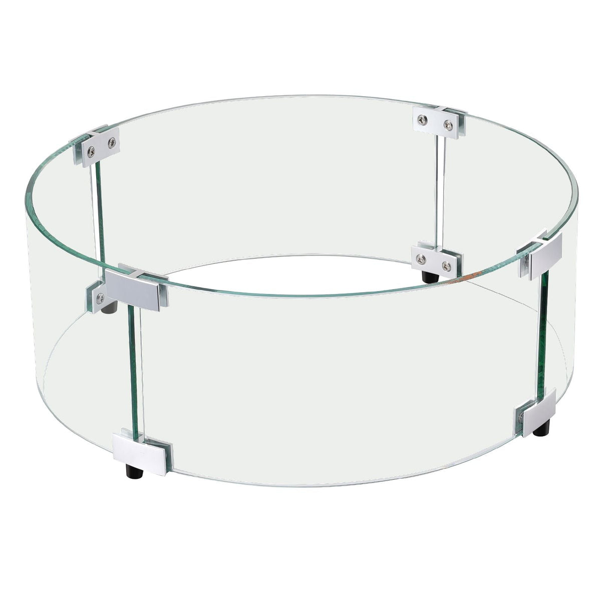 Fire Pit Wind Guard, 29 x 8 inch Round Glass Flame Shield, 0.24-Inch Thick Fire Table Accessory, Clear Tempered Glass Flame Guard for Propane, Gas, Outdoor, Patio, Backyard