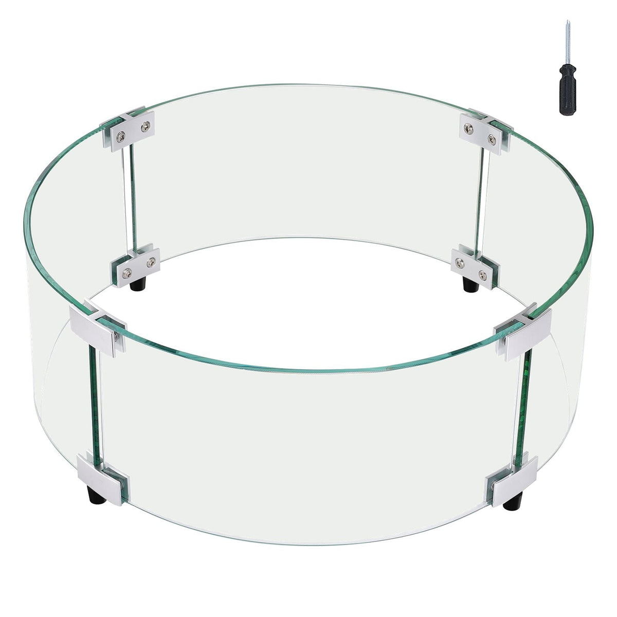 Fire Pit Wind Guard, 29 x 8 inch Round Glass Flame Shield, 0.24-Inch Thick Fire Table Accessory, Clear Tempered Glass Flame Guard for Propane, Gas, Outdoor, Patio, Backyard