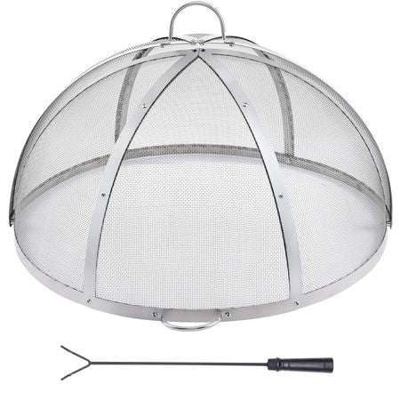 Firepit Spark Screen Lid, 30" Diameter, Outdoor Firepit Ring Cover Round Accessories, Fire Pit Metal Cover, Easy-Opening Stainless Steel Fire Ring Covers for Outdoor Patio Fire Pits Backyard