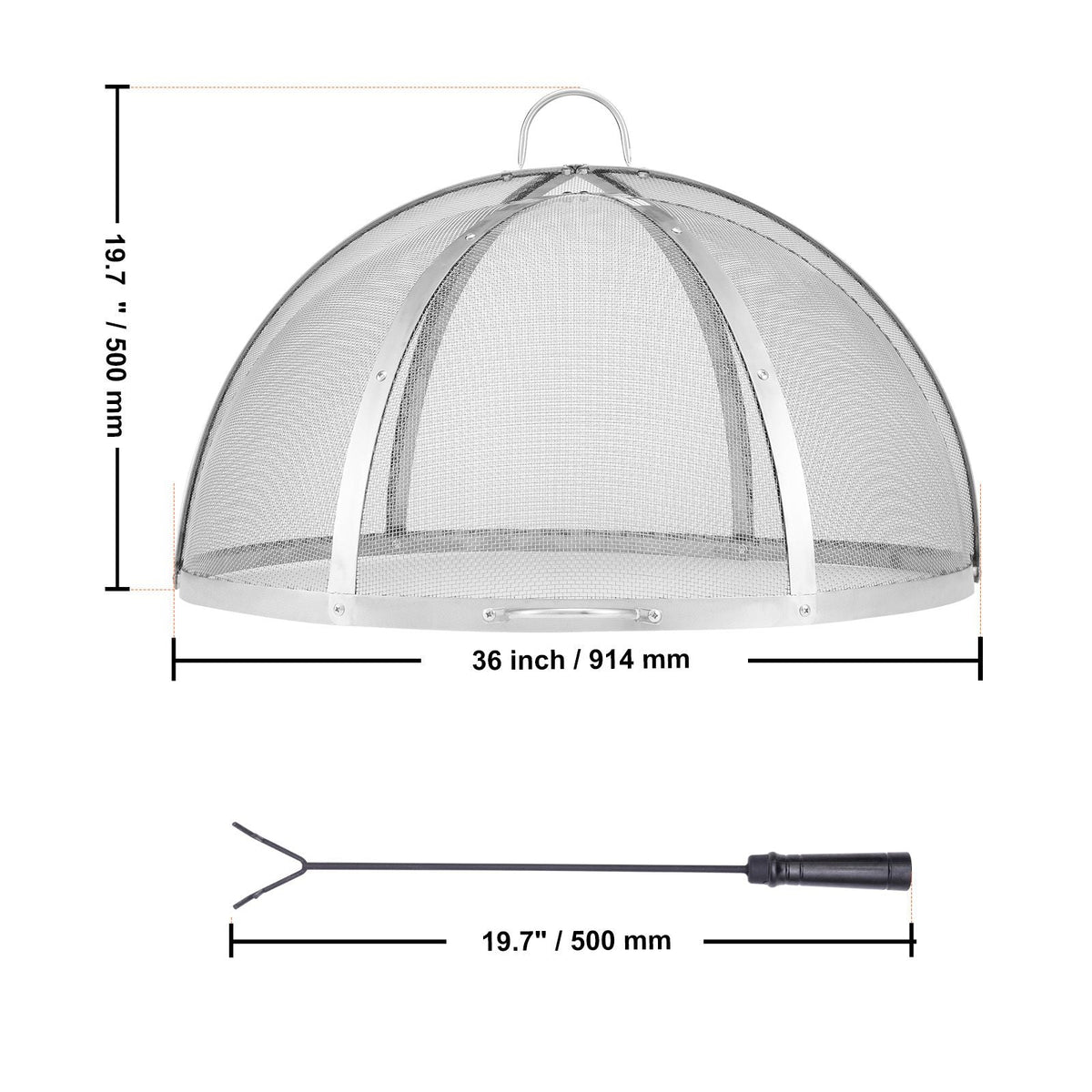 Firepit Spark Screen Lid, 36" Diameter, Outdoor Firepit Ring Cover Round Accessories, Fire Pit Metal Cover, Easy-Opening Stainless Steel Fire Ring Covers for Outdoor Patio Fire Pits Backyard