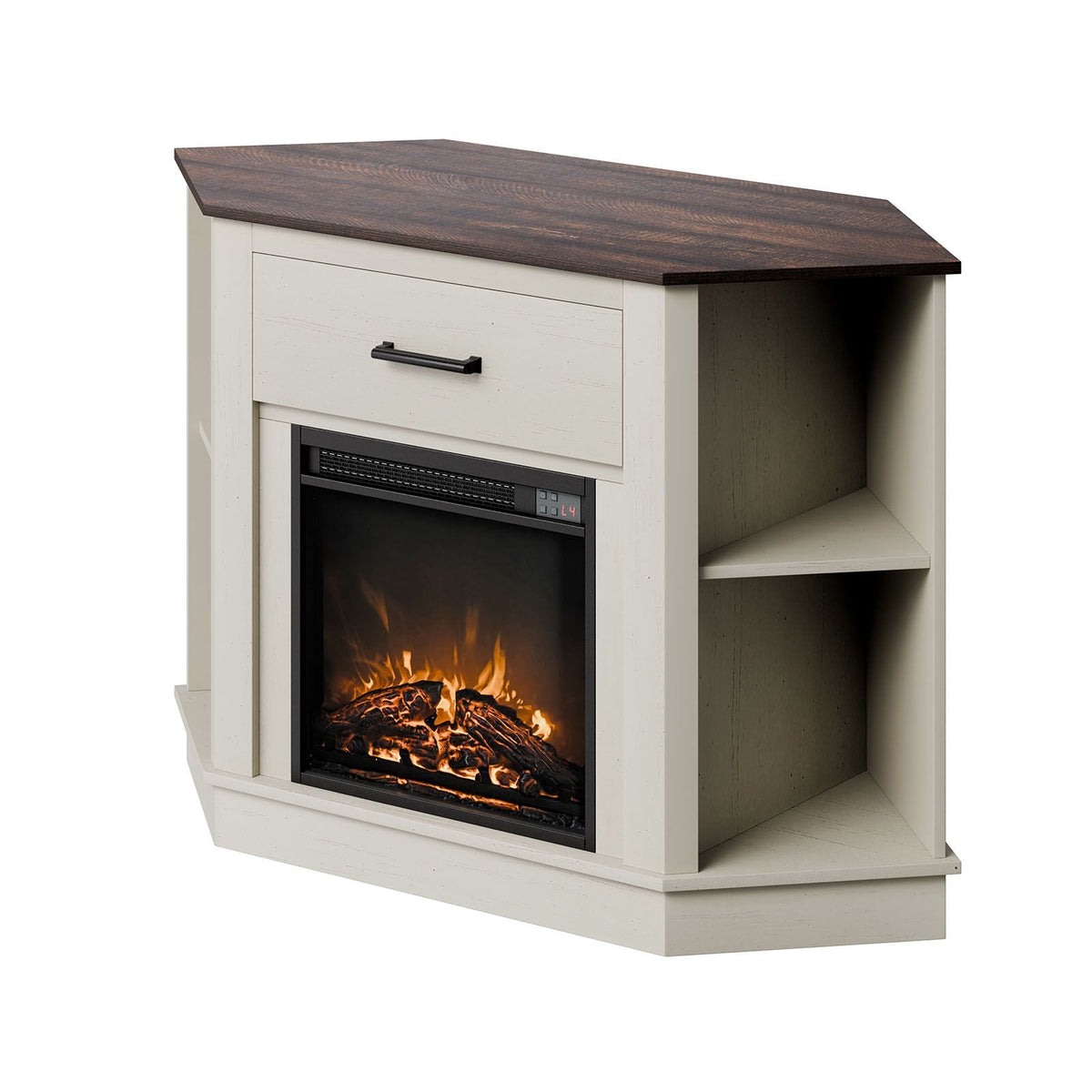 Fireplace TV Stand, Farmhouse Fireplace TV Stand for TVs up to 50 inch, Farmhouse Entertainment Center with 18 inch Fireplace & LED Lights, Electric Fireplaces with Storage Drawers & Cabinets