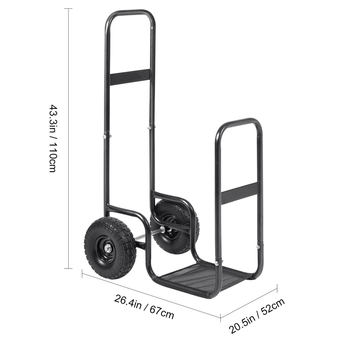 Firewood Log Cart, 250 lbs Capacity, Outdoor and Indoor Wood Rack Storage Mover with PU Wheels & Waterproof Cloth, Heavy Duty Steel Dolly Hauler, Firewood Carrier for Fireplace, Fire Pit, Black
