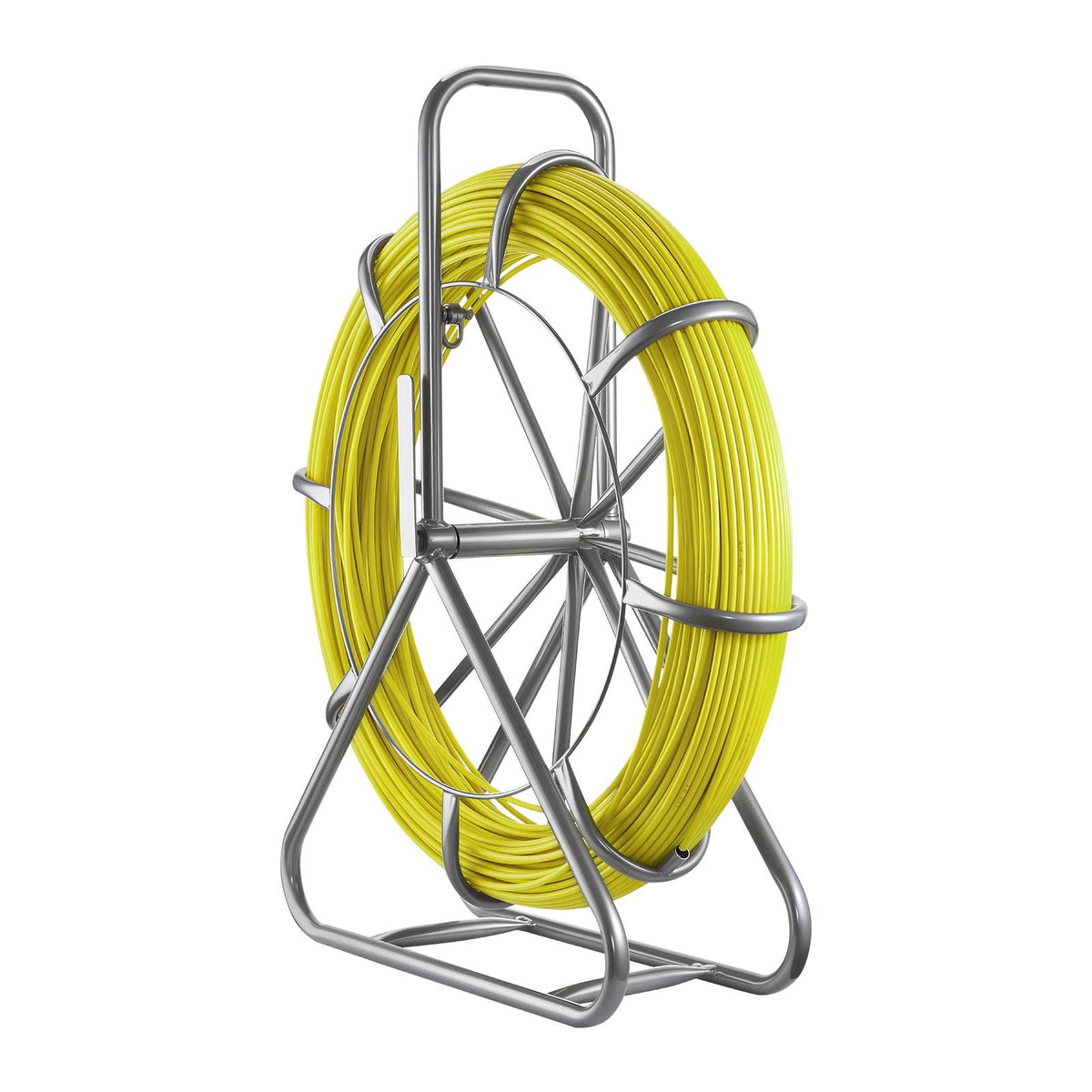 Fish Tape Fiberglass, 500FT 6.3MM, Duct Rodder Fishtape Wire Puller with Stand, 1/4-Inch Cable Running Rod, Marked Every 5 Feet, Fishing Tools for Walls and Electrical Conduit, Non-Conductive