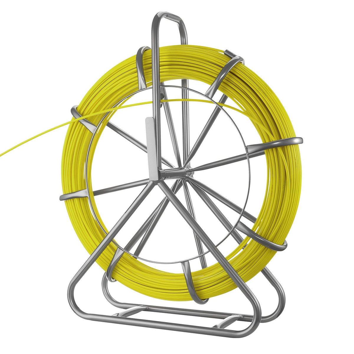 Fish Tape Fiberglass, 500FT 6.3MM, Duct Rodder Fishtape Wire Puller with Stand, 1/4-Inch Cable Running Rod, Marked Every 5 Feet, Fishing Tools for Walls and Electrical Conduit, Non-Conductive