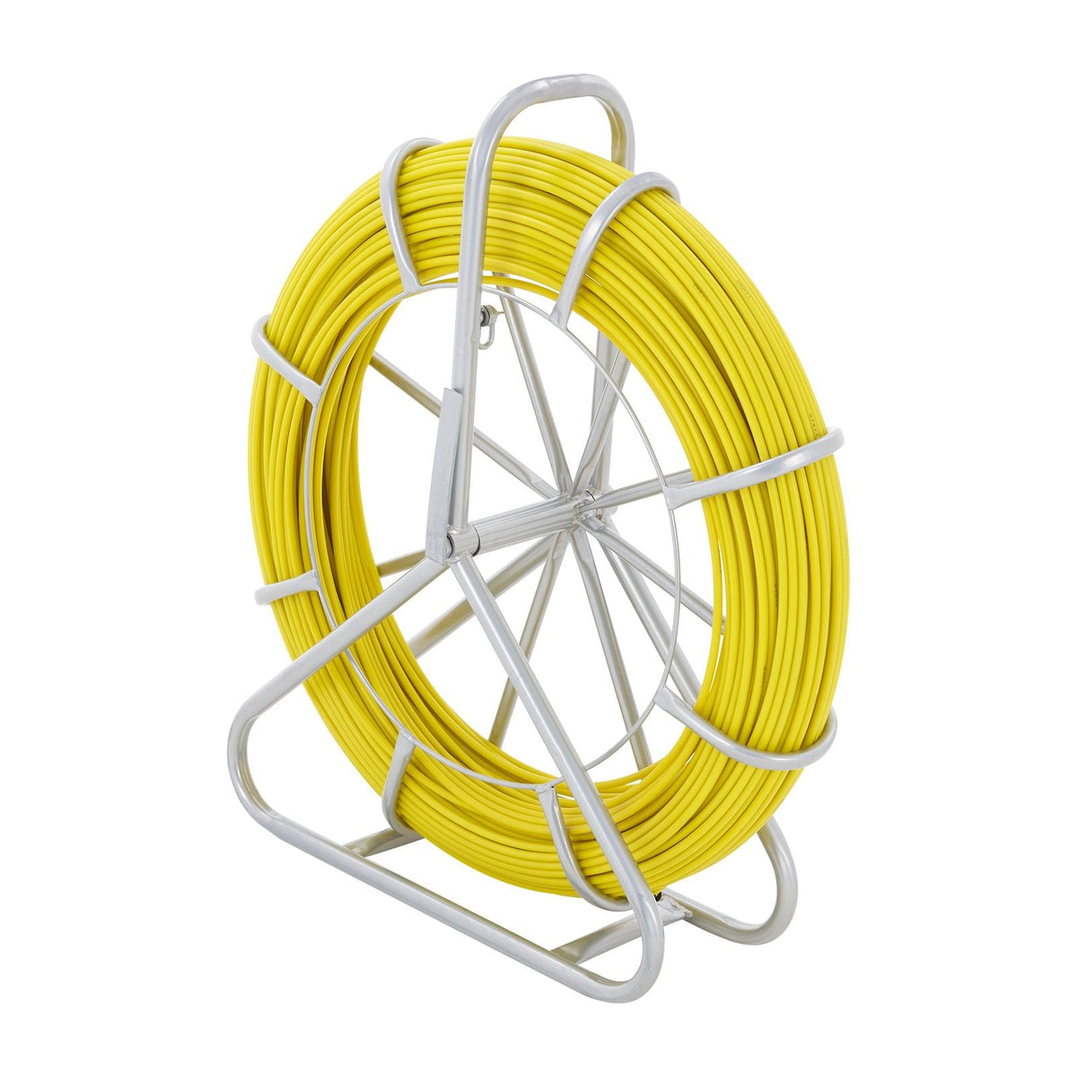 Fish Tape Fiberglass, 600 ft, 5/16 in, Duct Rodder Fishtape Wire Puller, Cable Running Rod with Steel Reel Stand, 3 Pulling Heads, Fishing Tools for Walls and Electrical Conduit, Non-Conductive