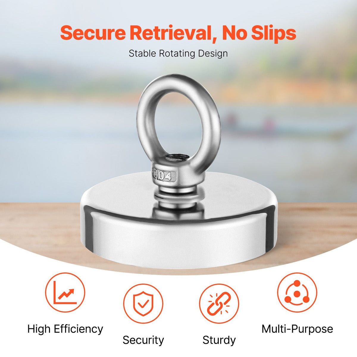 Fishing Magnet, 700 LBS/318 Kg Pulling Force Super Strong Neodymium Fishing Magnet, Rare Earth Magnet with Handle Diameter 2.36 in/60 mm for Retrieving in River, Magnetic Fishing, Heavy Hanging
