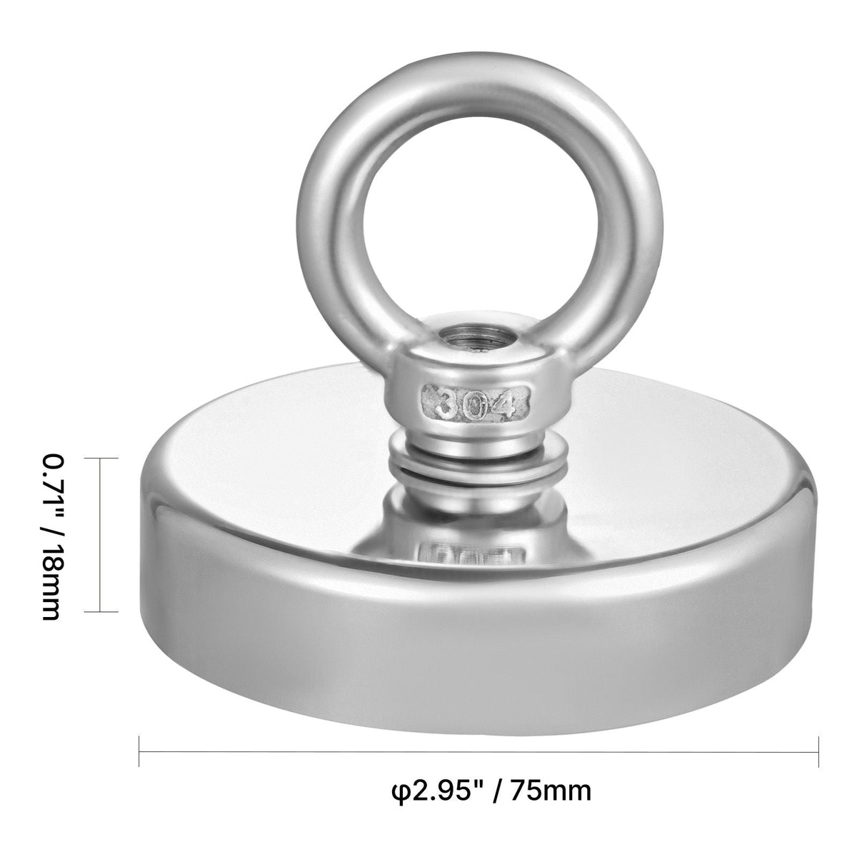 Fishing Magnet, 700 LBS/318 Kg Pulling Force Super Strong Neodymium Fishing Magnet, Rare Earth Magnet with Handle Diameter 2.36 in/60 mm for Retrieving in River, Magnetic Fishing, Heavy Hanging