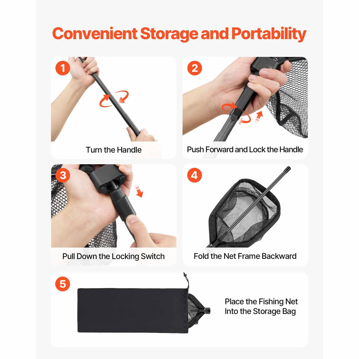 Fishing Net, Foldable Landing Nets with Telescopic Handle, Portable Lightweight Carbon Fiber Long Fish Gear, Nylon Covered PVC, Durable and Fish-friendly, for Kayak Boat Bank Pond, Gifts for Men