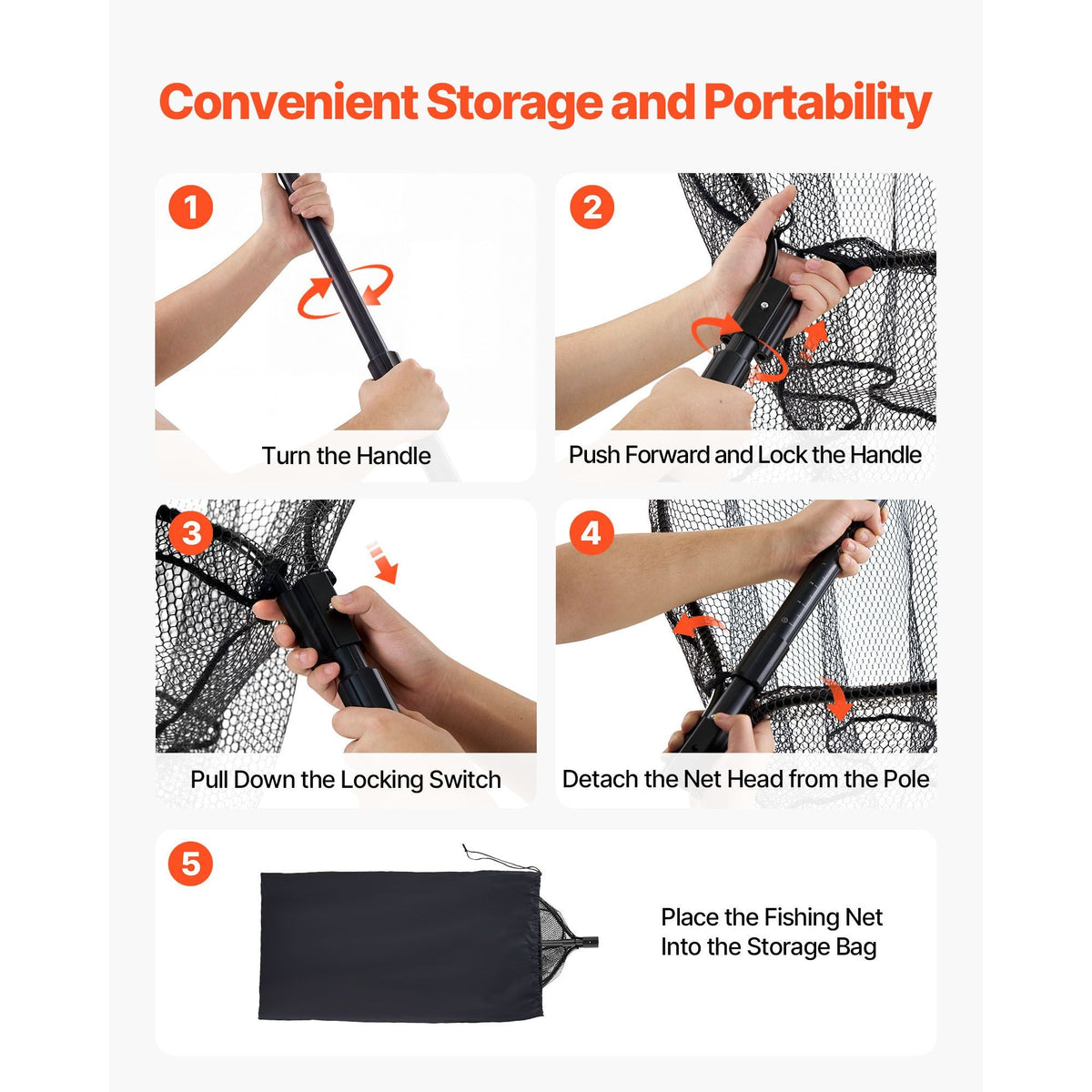 Fishing Net, Landing Nets with Telescopic Handle, Portable Lightweight Stronger 6063 Aluminum Fish Gear, Nylon Covered PVC, Durable and Fish-friendly, 26 inch Net Opening for Saltwater Bait Fish