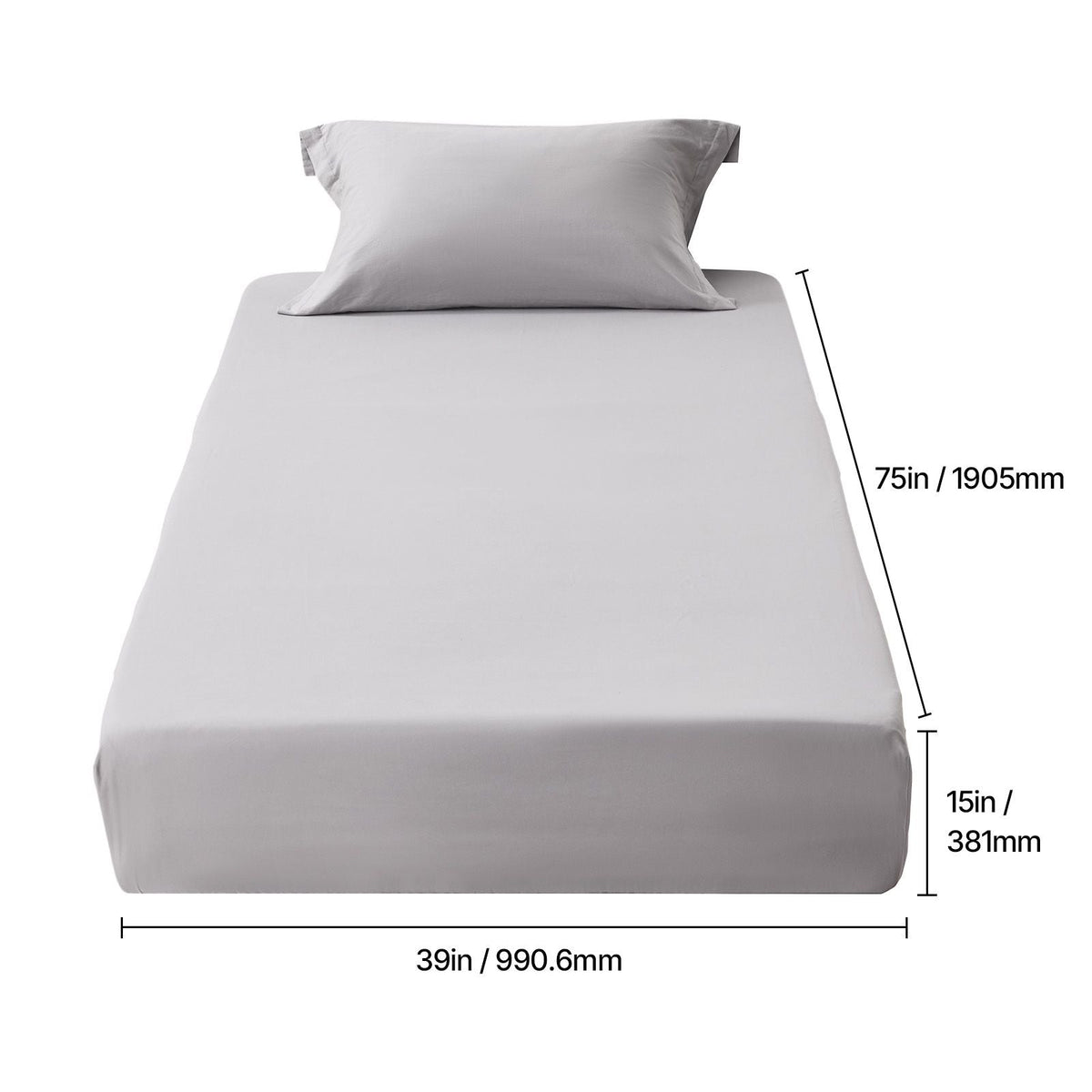 Fitted Sheet, 1 Set of 2 Pieces, Twin Size Elastic Fitted Sheet with High-Quality Microfiber, Wear-Resistant & Breathable Twin Fitted Sheet with Single-Sided Brushing, Fit for 15 in Mattress