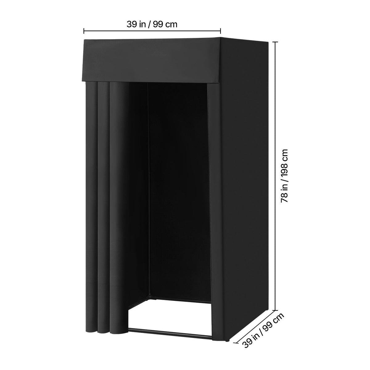 Fitting Room, Portable Dressing Room with Thick Polyester Curtains, Privacy Space with Shading Curtain and a Hook, for Boutique, Mall, Tailor's Store & Outdoor Activity 39 x 39 x 78 in (Black)