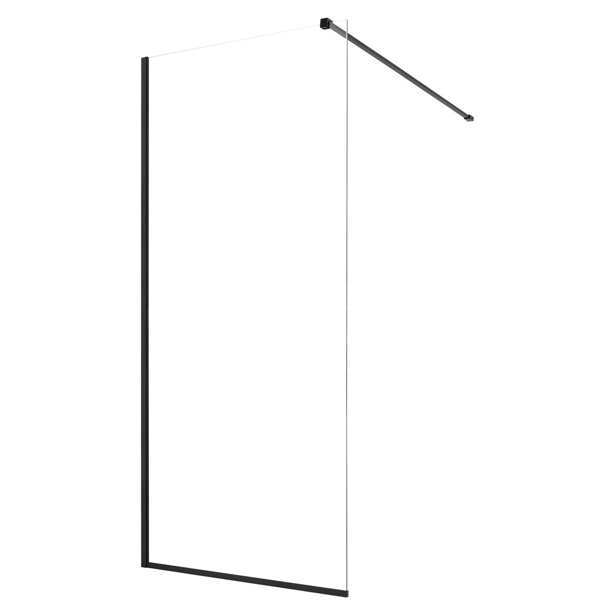 Fixed Glass Shower Panel, 34 x 73.6 in Semi-Framed Fixed Shower Screen, 5/16 in Thick Clear Tempered Glass Door with Bottom Seal Strip and Hardware, Easy to Clean, for Bathroom, Matte Black