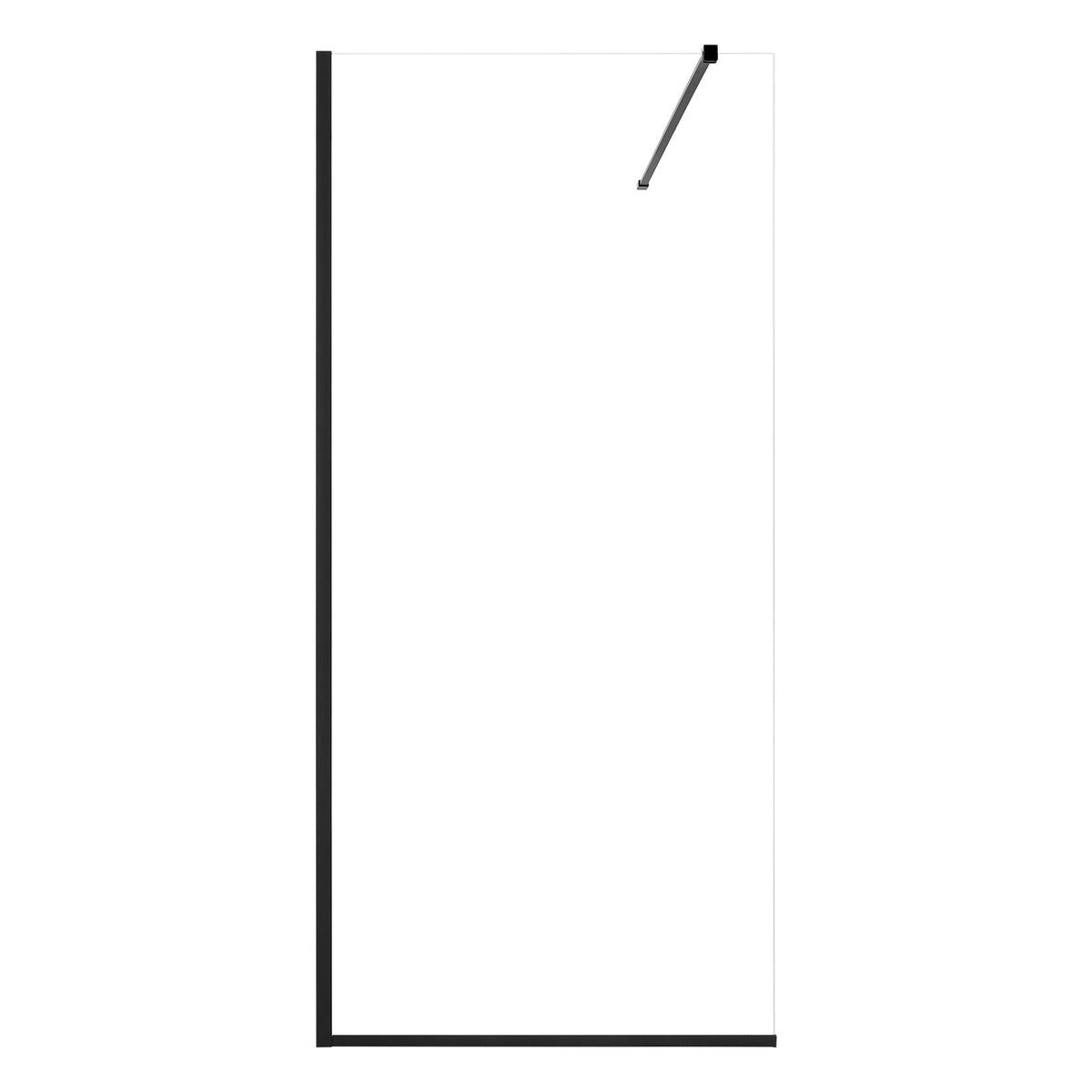Fixed Glass Shower Panel, 34 x 73.6 in Semi-Framed Fixed Shower Screen, 5/16 in Thick Clear Tempered Glass Door with Bottom Seal Strip and Hardware, Easy to Clean, for Bathroom, Matte Black