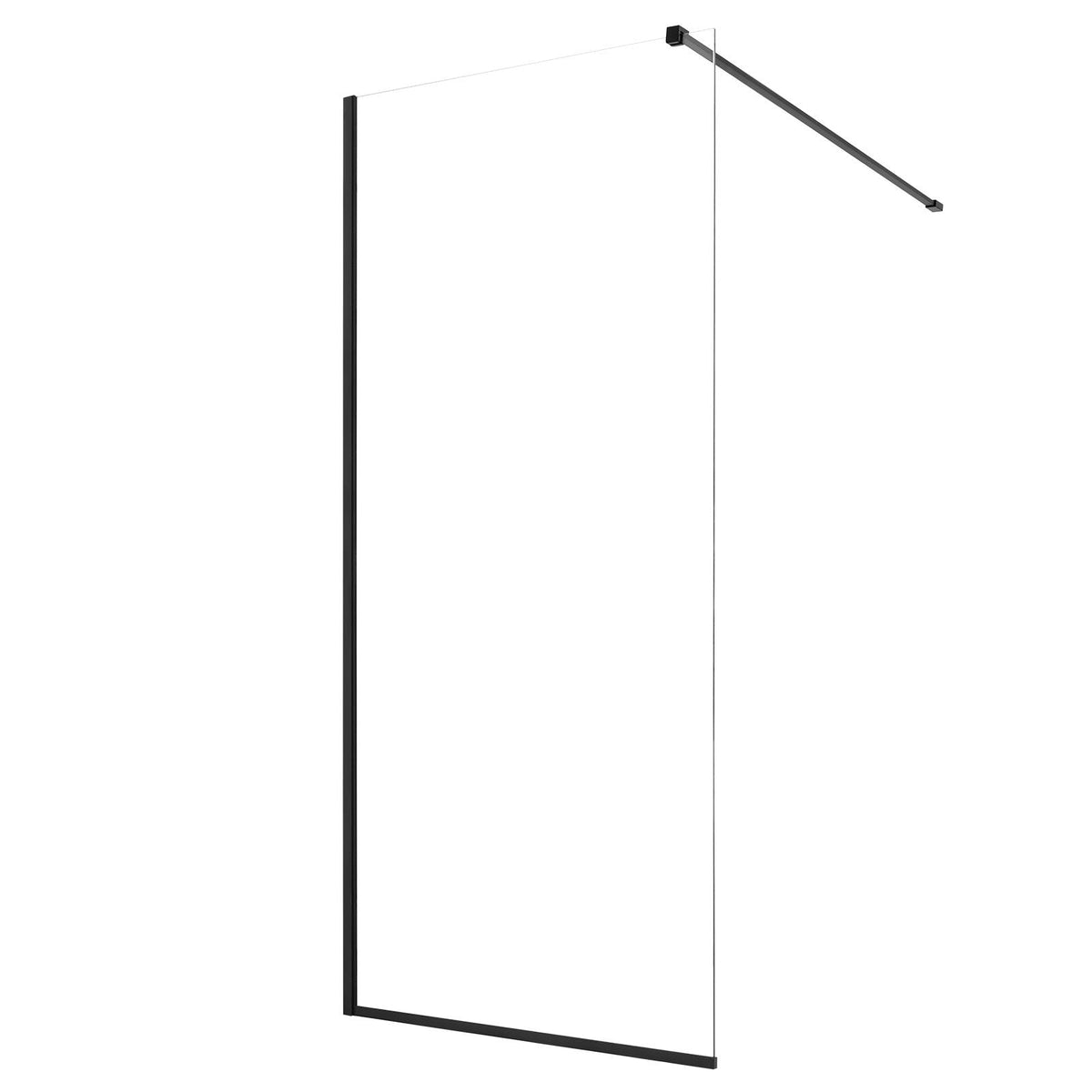 Fixed Glass Shower Panel, 34 x 73.6 in Semi-Framed Fixed Shower Screen, 5/16 in Thick Clear Tempered Glass Door with Bottom Seal Strip and Hardware, Easy to Clean, for Bathroom, Matte Black