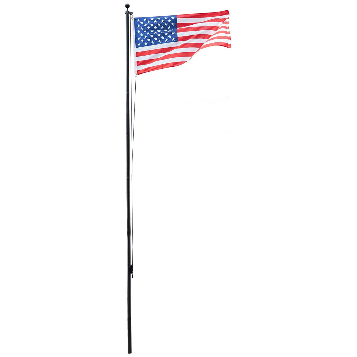 Flag Pole, 20ft Heavy Duty Sectional Flagpole Kit for Outside House In Ground, Extra Thick Outdoor Aluminum Flagpole Kit with 3x5 American Flag for Yard, Residential or Commercial Use, Black