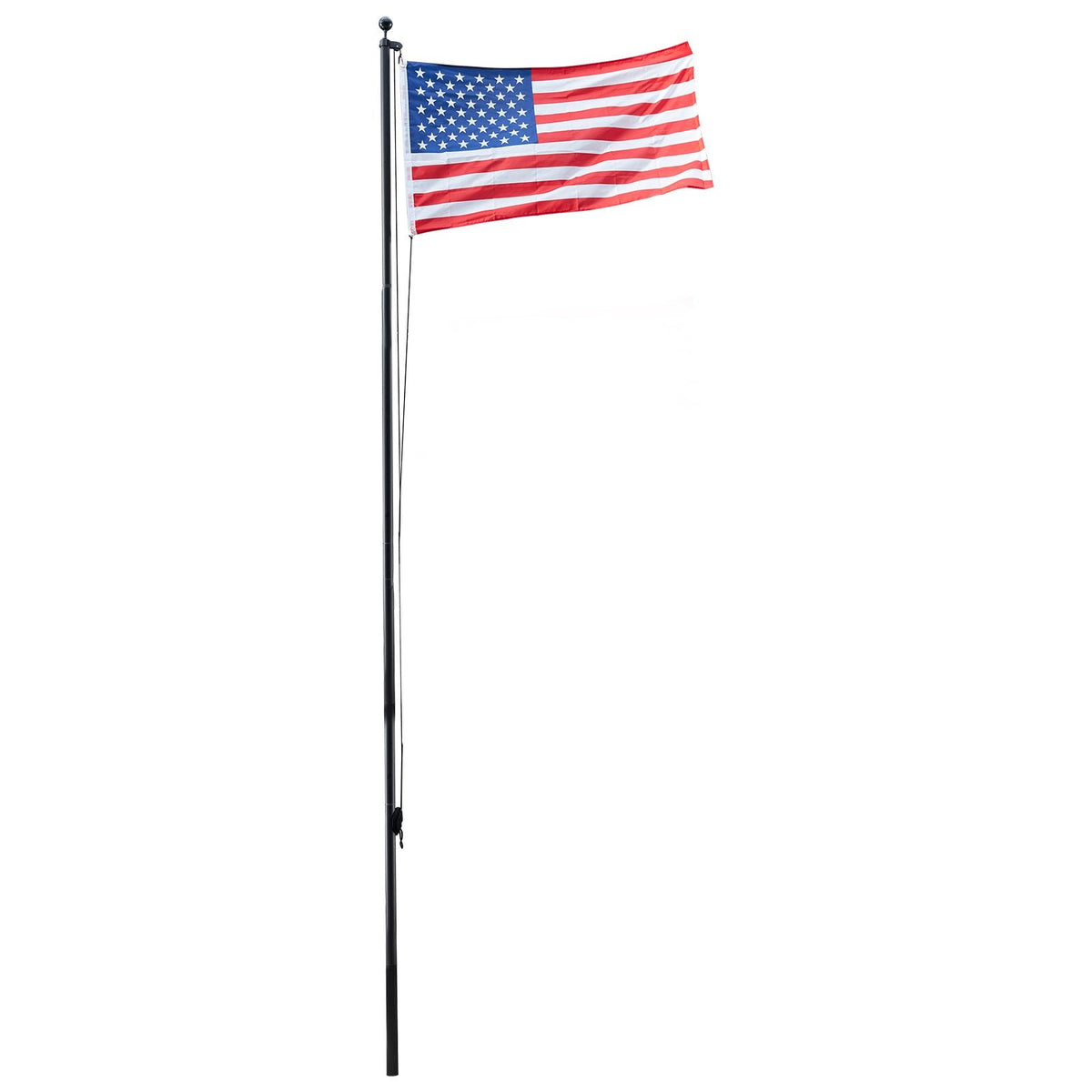 Flag Pole, 20ft Heavy Duty Sectional Flagpole Kit for Outside House In Ground, Extra Thick Outdoor Aluminum Flagpole Kit with 3x5 American Flag for Yard, Residential or Commercial Use, Black
