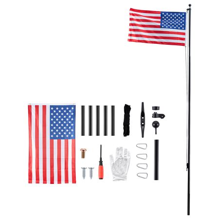 Flag Pole, 20ft Heavy Duty Sectional Flagpole Kit for Outside House In Ground, Extra Thick Outdoor Aluminum Flagpole Kit with 3x5 American Flag for Yard, Residential or Commercial Use, Black
