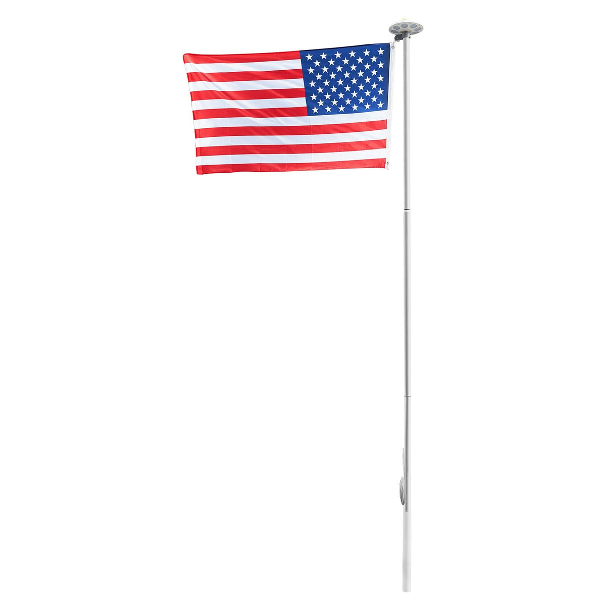 Flag Pole, 20ft Heavy Duty Sectional Flagpole Kit with 136 LED Solar Light for Outside House In Ground, Outdoor Aluminum Flagpole with 3x5 American Flag for Yard, Residential, Commercial, Silver