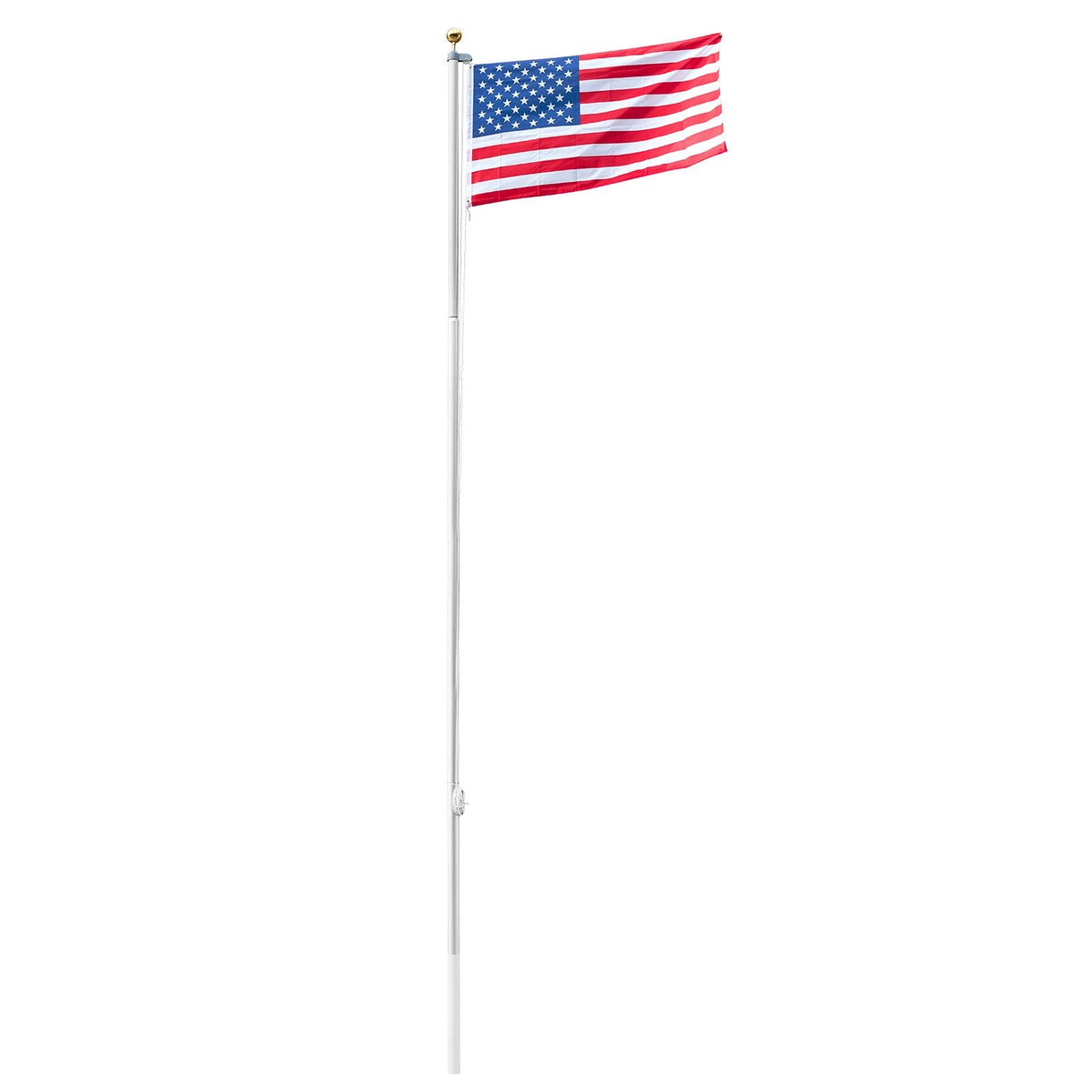 Flag Pole, 25ft Heavy Duty Sectional Flagpole Kit for Outside House In Ground, Extra Thick Outdoor Aluminum Flagpole Kit with 3x5 American Flag for Yard, Residential or Commercial Use, Silver