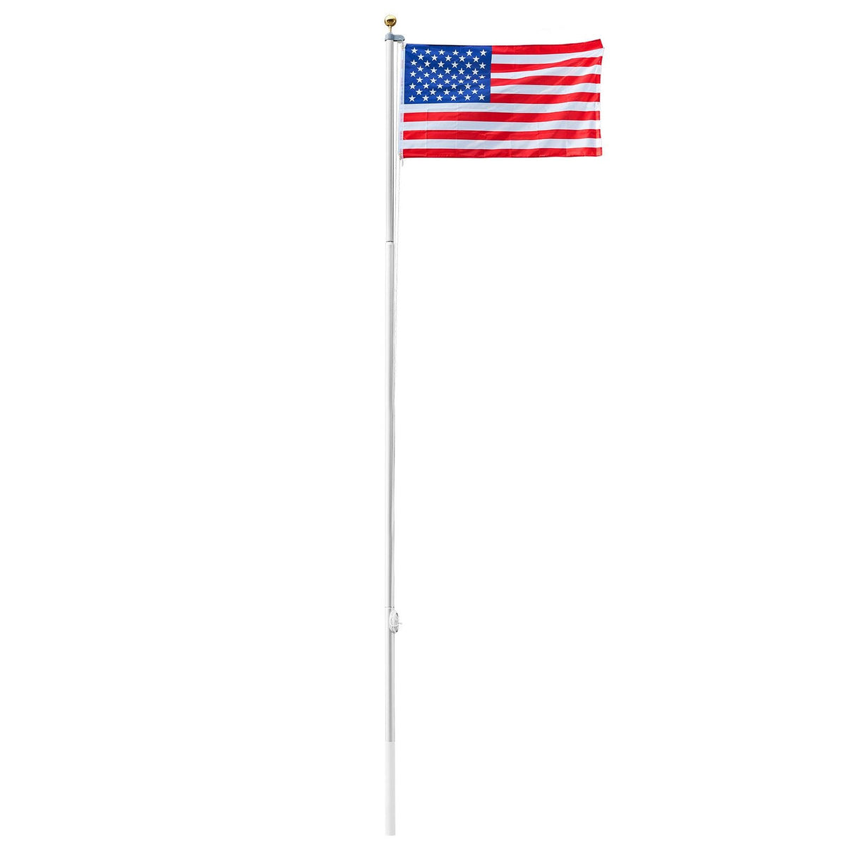 Flag Pole, 25ft Heavy Duty Sectional Flagpole Kit for Outside House In Ground, Extra Thick Outdoor Aluminum Flagpole Kit with 3x5 American Flag for Yard, Residential or Commercial Use, Silver