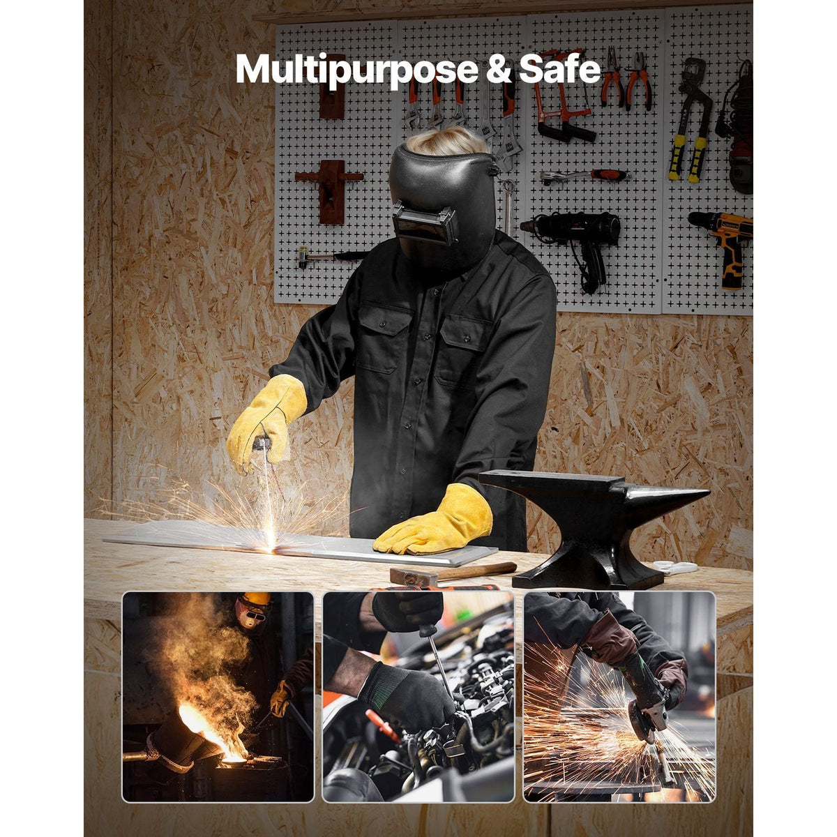 Flame Resistant Welding Jacket, 7oz. FR Shirts for Men, Machine Washable Cotton Heat-Resistant Welding Shirt, Meets ATPV 9.2 Cal/cm² Arc Rating - L Size