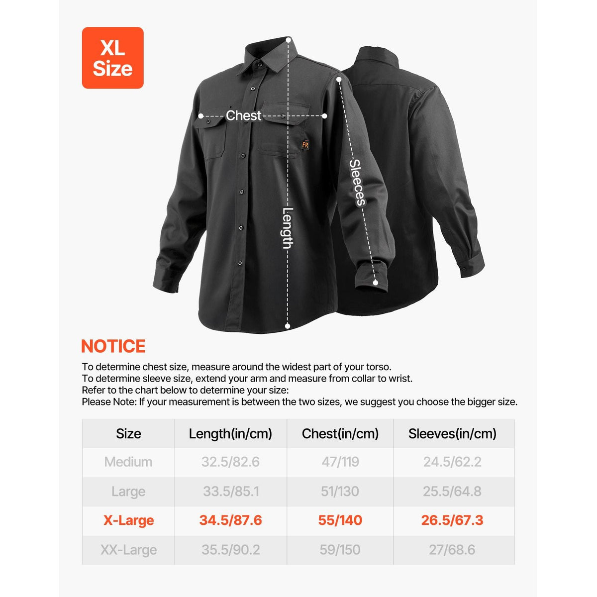Flame Resistant Welding Jacket, 7oz. FR Shirts for Men, Machine Washable Cotton Heat-Resistant Welding Shirt, Meets ATPV 9.2 Cal/cm² Arc Rating - XL Size
