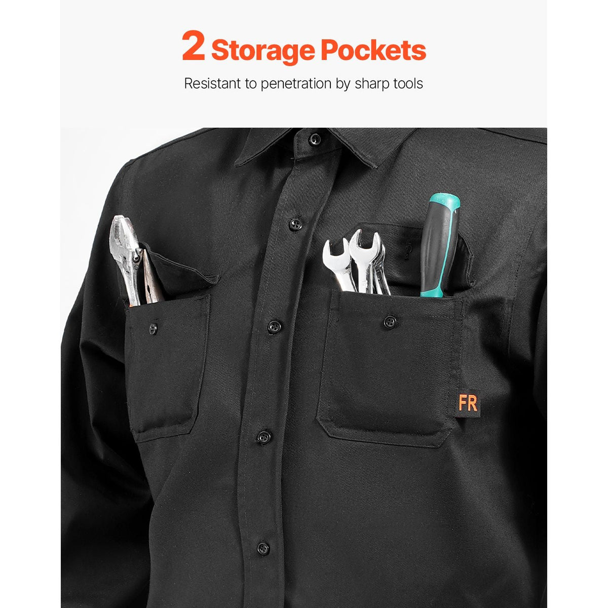 Flame Resistant Welding Jacket, 7oz. FR Shirts for Men, Machine Washable Cotton Heat-Resistant Welding Shirt, Meets ATPV 9.2 Cal/cm² Arc Rating - XL Size