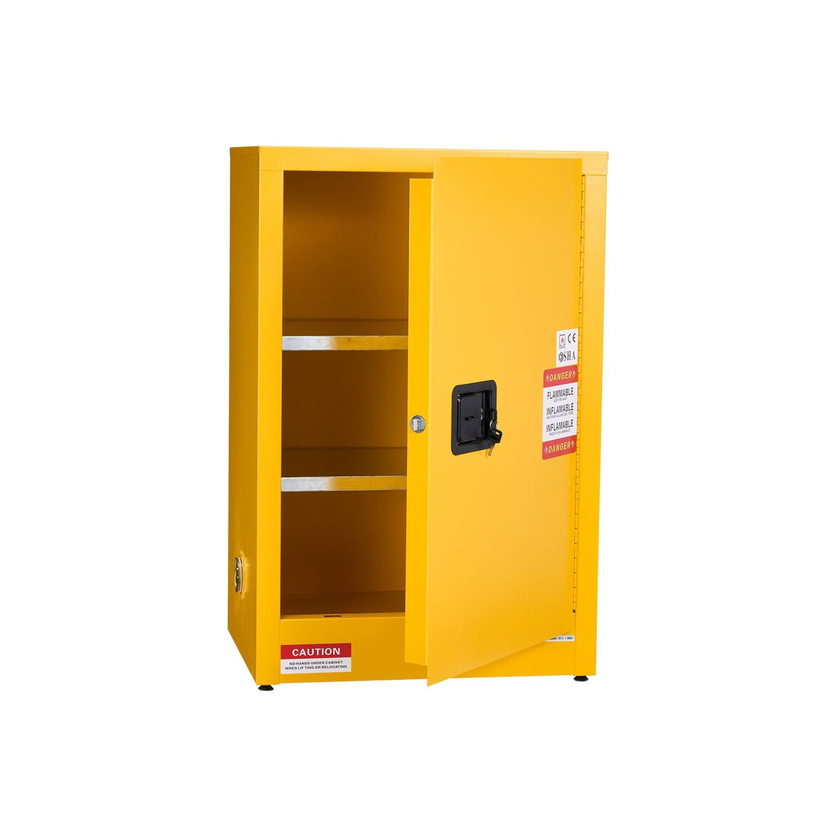 Flammable Cabinet, 23.2 x 18.1 x 35.4 Inch, 13 Gallon Flammable Storage Cabinet with Adjustable Shelf, Cold-Rolled and Galvanized Steel Fire Cabinets, for Commercial Industrial Home Use, Yellow