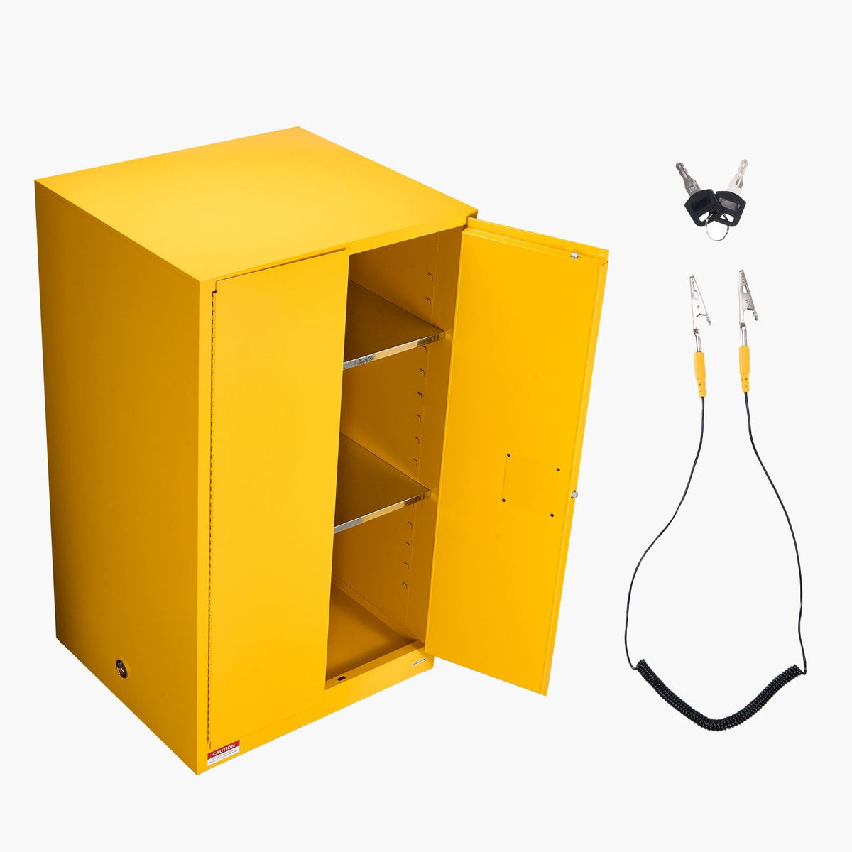 Flammable Cabinet, 37.9 x 34.0 x 65.0 Inch, 65 Gallon Flammable Storage Cabinet with Adjustable Shelf, Cold-Rolled and Galvanized Steel Fire Cabinets, for Commercial Industrial Home Use, Yellow